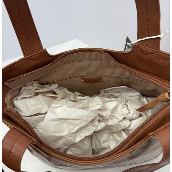 The Sak De Young Tote Bag Brown Leather Embossed Floral Shoulder Bag - Picture 5 of 10